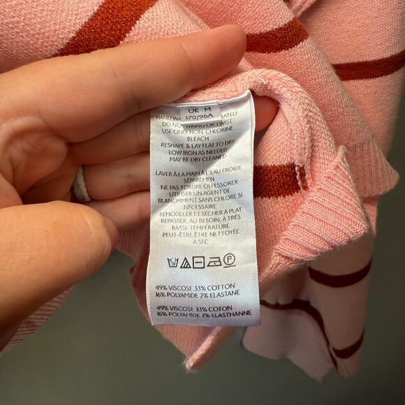 Free People Women's Paulie Striped Turtleneck Sweater Top Pink Size Medium - Picture 4 of 7